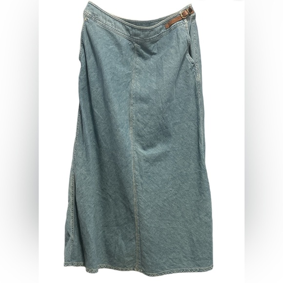 Lauren Jeans Co Ralph Lauren Faded Denim Jean Midi Skirt sz 8 - Picture 1 of 10